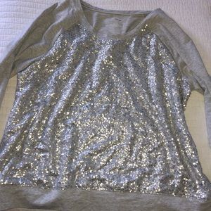 Lane Bryant Sequined Sweatshirt 22/24 Silver/Grey